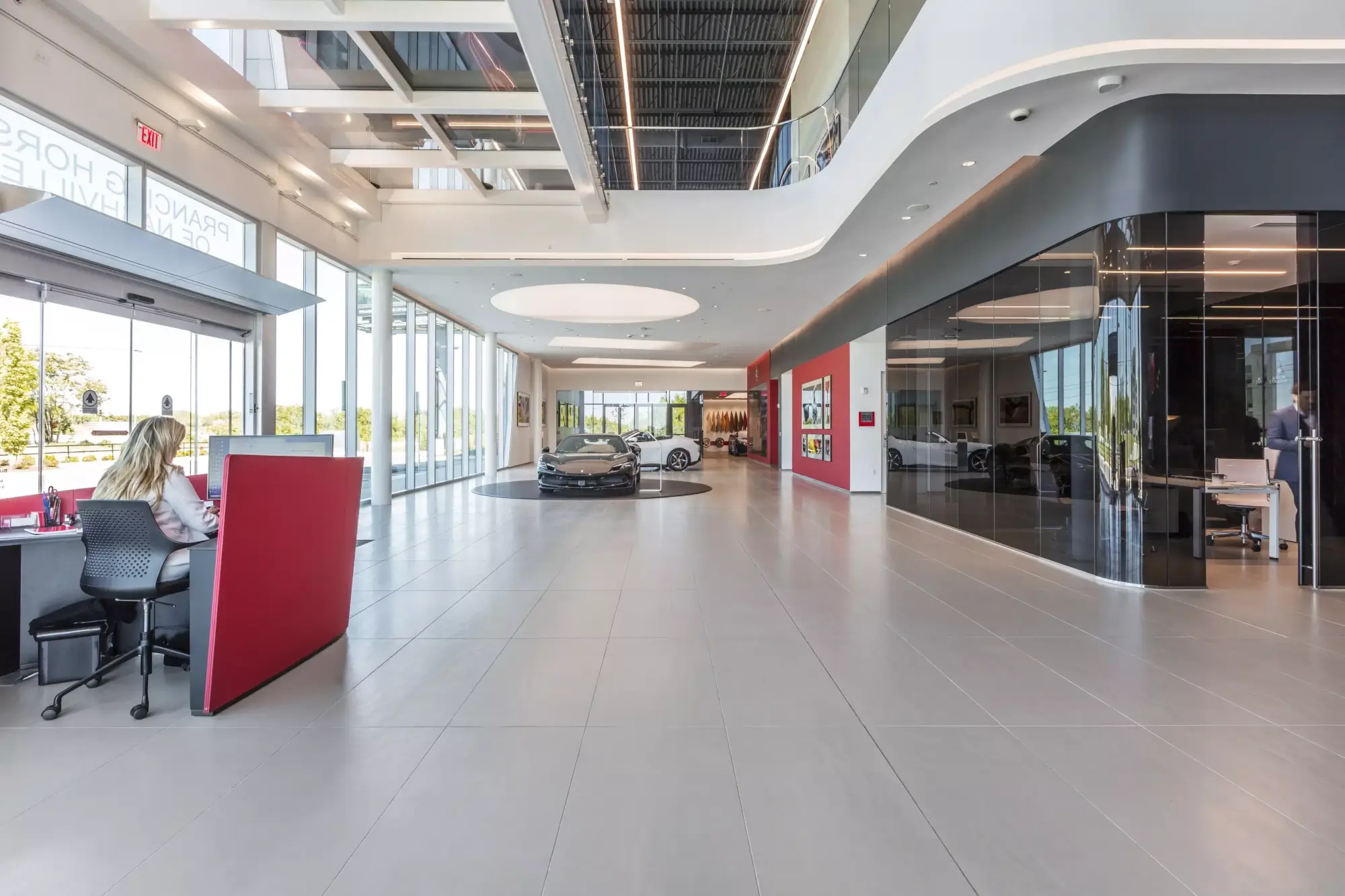 ferrari dealership lobby customer service entrance
