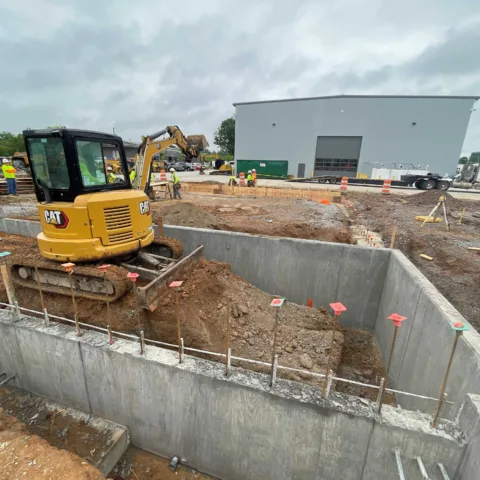 warehouse construction sediment pit walls